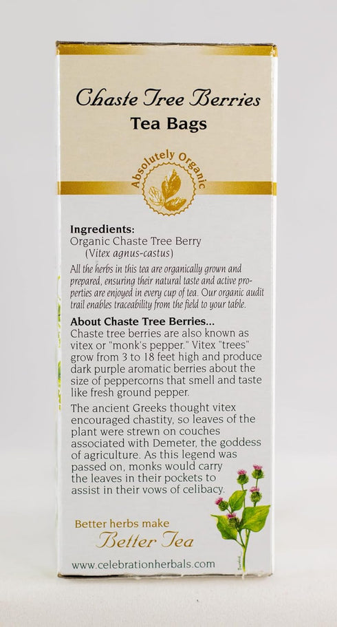 Celebration Herbals 24 Organic Chaste Tree Berries Tea, Bags