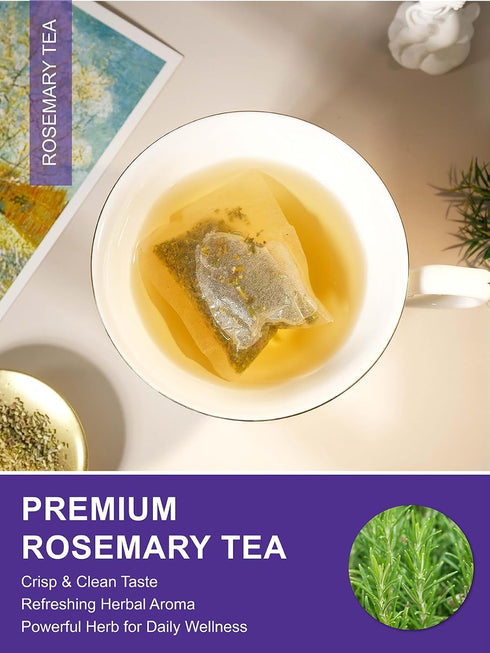 100 Count, TeeLux Rosemary Tea Bags Natural Premium Rosemary Leaves Tea, Smooth & Aromatic, Caffeine Free