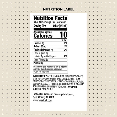 1 (33.8 Oz), Pack 6 Finest Call Premium Margarita LITE Drink Mix, Liter Bottle Fl