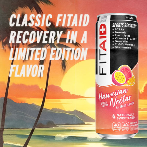40 12 Oz (Pack 12) Packaging FITAID Post Workout Recovery Drink Hawaiian Nectar Passion Fruit Orange & Guava BCAA