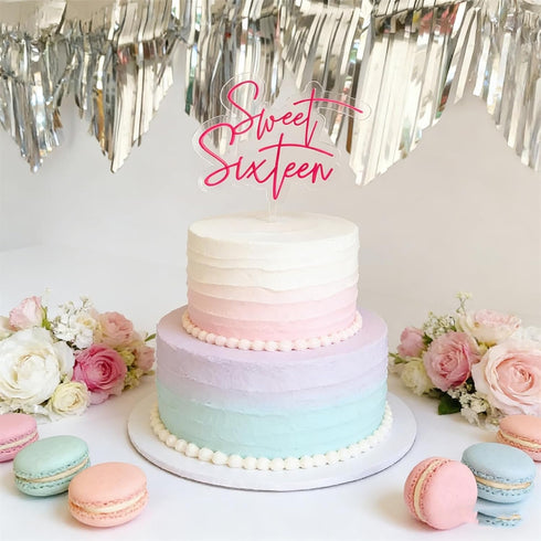 LZGXZF 1 16st 16rd 16th PCS Acrylic Sweet Sixteen Cake Topper,Happy Birthday Cake Toppers,Rose Red Glitter Birthday