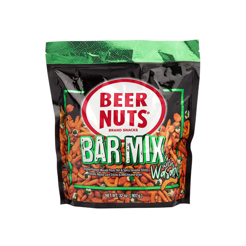 BEER NUTS Bar Mix w/Wasabi - Pretzels, Cheese Stix, Insane Grain & Wasabi Peas, 32oz Resealable Bag