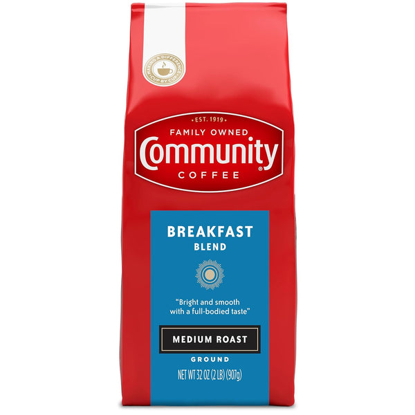 Community Coffee Breakfast Blend, Ground Coffee, Medium Roast, 32 Ounce Bag (Pack
