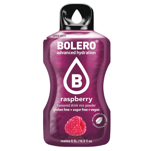 Bolero Sugar Free Drink Mix Packets Raspberry Fruit Flavors | 36 Small Sachets Powdered Flavored Water