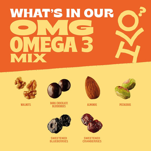 Omega-3 14 pack (2 oz), Orchard Valley Harvest OMG Mix, Walnuts, Dark Chocolate Blueberries, Sweetened Cranberries