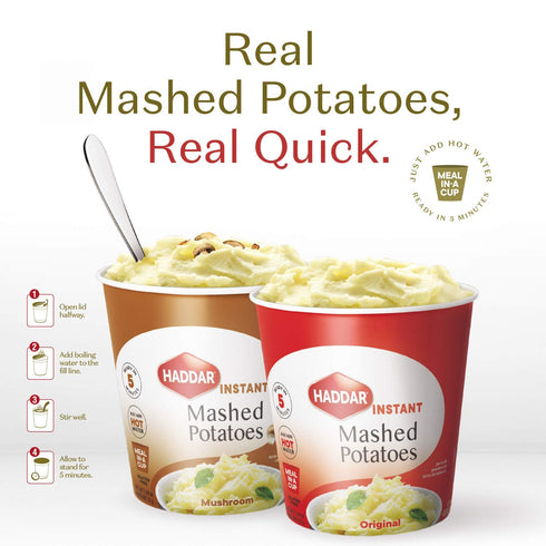 1.94oz (12 Pack), 5 Haddar Gluten Free Original Instant Mashed Potatoes Just Add Hot Water, Ready in Minutes, Kosher
