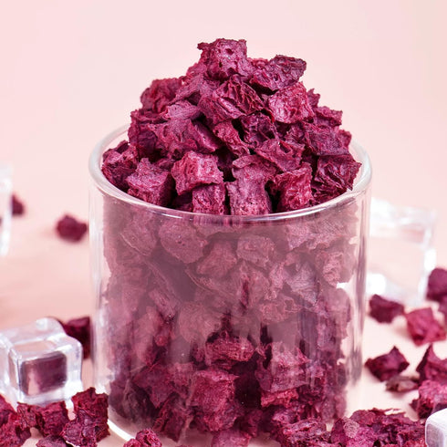 WEIJUEJIYI Froze-dried 3.17oz 90g, Beetroot Chunks / Single Ingredient, Made from Fresh Beets, Dehydrated Vegetables