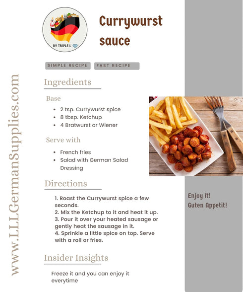 4x Mild German Curry Powder Currywurst Seasoning - Traditional Recipe for Sausages and More