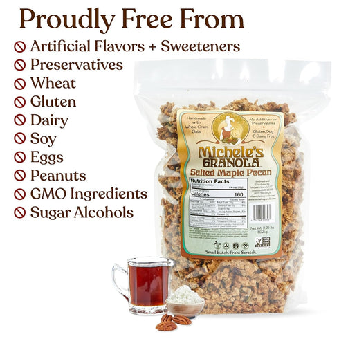36oz Michele's Granola Salted Maple Pecan, Handmade, Whole Grain, Vegan, Gluten-Free & Non-GMO, Resealable Bag