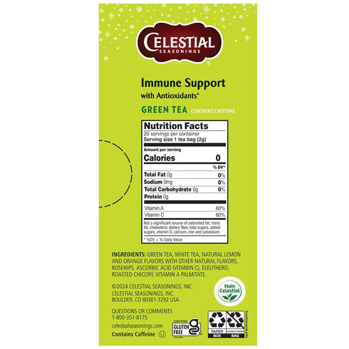 Immune 20 Celestial Seasonings Support Green Tea Tea Bags