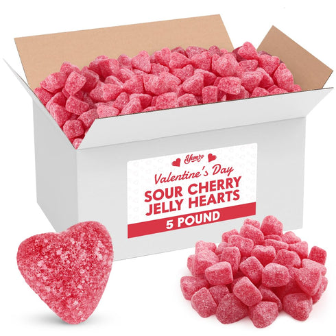 Valentine's Day Sour Cherry Jelly Hearts Candy, 5lb Pack of Valentine's Day