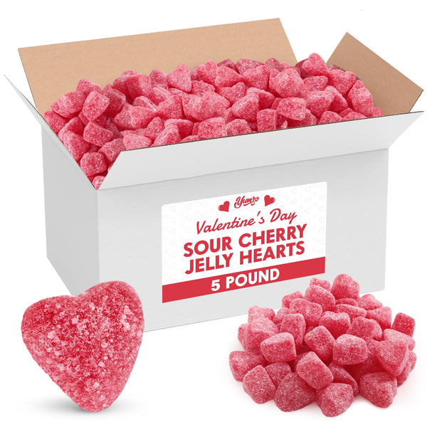 Valentine's Day Sour Cherry Jelly Hearts Candy, 5lb Pack of Valentine's Day