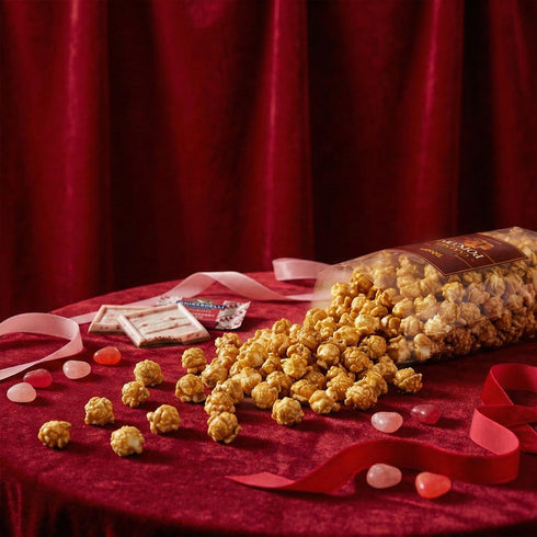 Valentines Day Chocolate Gift Basket - Assortment Tray Sweet & Savery Gourmet Snack Food Gift Box With Caramel Popcorn