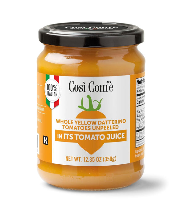 Cosi Come - Datterino, Italian Yellow Tomatoes Unpeeled (12.35 oz), Low-acid, No