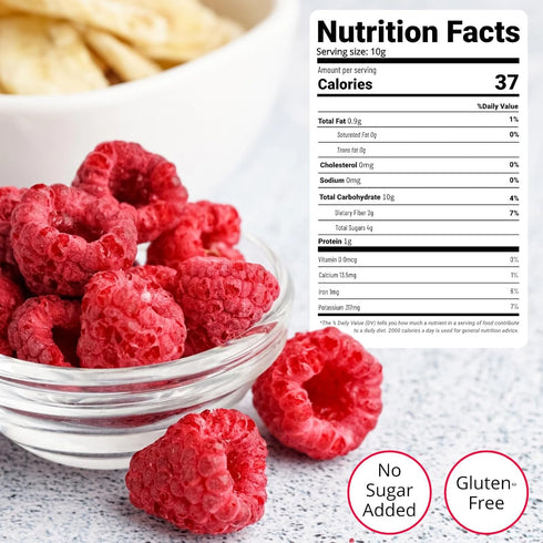 Nahasahr 2.1oz (60g) Freeze Dried Whole Raspberries - No Sugar Added, Pure Crunchy Whole Berries in Resealable Jar