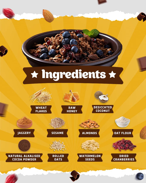 1kg 100% True Elements Dark Chocolate Muesli - Nuts & Muesli, Cereal for Breakfast, Wholegrain