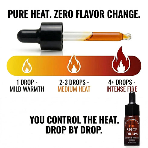 0.5 oz The Spice Drops Ultra-Concentrated Chili Oil | Flavor-Neutral Heat | Precision Dropper | Carolina Reaper Ghost