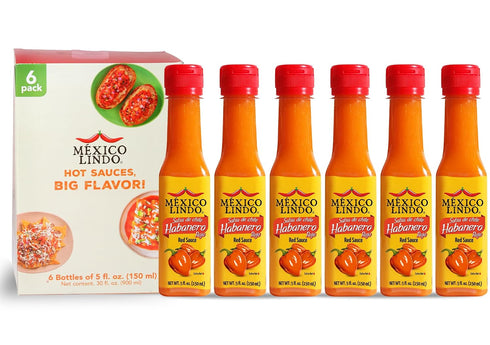 Mexico Lindo Red Habanero Hot Sauce Display, 5 fl oz, Pack of