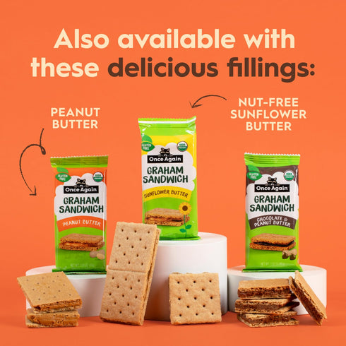 12 Once Again Chocolate Peanut Butter Graham Sandwiches - Organic, Gluten Free Graham Crackers with PB & Dark Chocolate