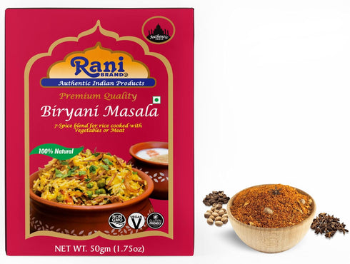 Rani Biryani Masala Curry (7-Spice Blend for Indian Rice Dishes) 1.75oz (50g) - All Natural, Vegan, Gluten Friendly