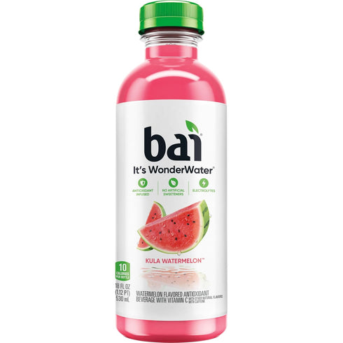 18 12 Pack Bai Antioxidant Infused Water Beverage, Kula Watermelon, with Vitamin C and No Artificial Sweeteners, Fluid
