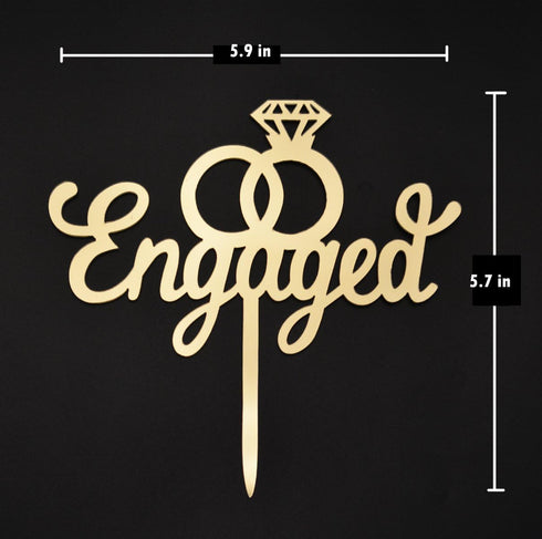 Engagement Cake Topper, Engagement Wedding Party Decorations, Gold