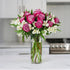 BloomsyBox Forever Blooming Bouquet Fresh Purple Roses & White Alstroemeria (Glass Vase