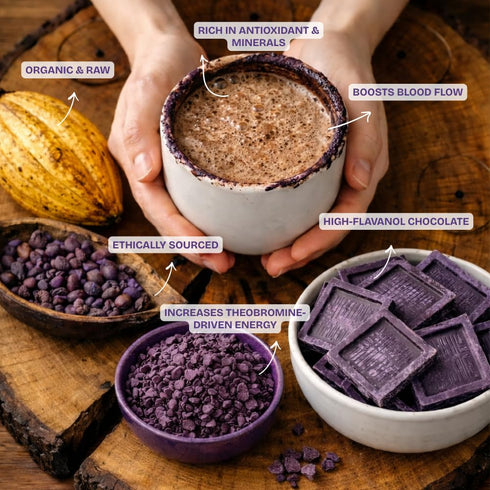 750mg 4oz Vital Purple Ceremonial Cacao - Flavanols Per Serving - Bitter - Itense - Organic Cacao Paste for Cacao