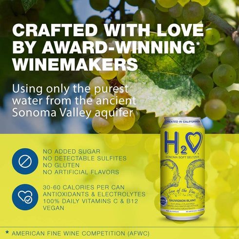 H2 0.0% 12 12 oz o Sauvignon Blanc Silky & Smooth | Alcohol Wine-Infused Sparkling Refreshment | Non-Alcoholic, Low