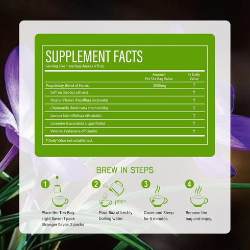 HerbOLITHIC packed, 30 Saffron Tea bags, Herbal Tea for Mood Support, Calm & Sleep Support, Blend with Passion Flower