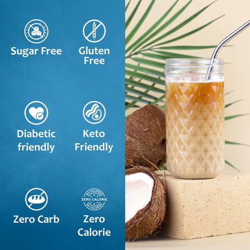 25.4 oz. 0 Syruvia Sugar Free Brown Sugar Cinnamon, Coconut & Pistachio Syrup - fl Premium Coffee Flavoring Syrup.