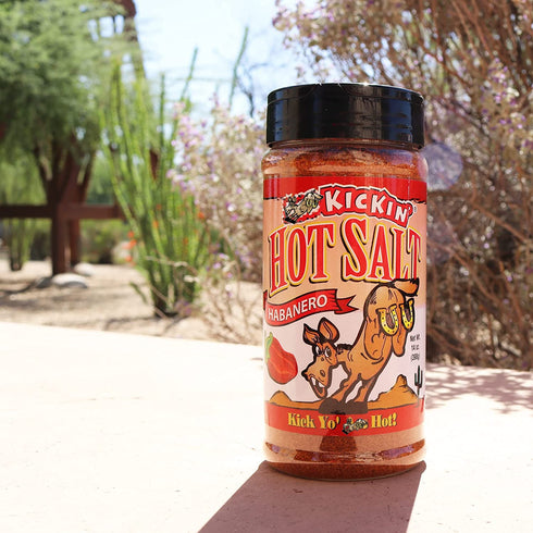 KICKIN' Habanero Hot Spicy Salt - 14 oz. Shaker Jar - Perfect for Popcorn, Margarita & French Fry Seasoning - Gourmet