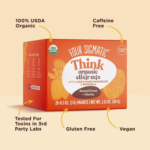 Four Sigmatic Lion's Mane Elixir Mushroom Coffee Alternative | Organic Lion's Mane Mushroom Powder, Rhodiola & Rose