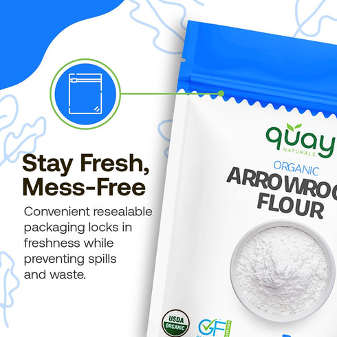 2 lb Quay Naturals Organic Arrowroot Flour - Non-GMO, Vegan, Gluten Free Flour - Paleo-Friendly Bread Flour Alternative