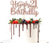 Happy 21st Birthday Cake Topper, 21st Birthday/Anniversary Party Supplies, Rose Gold Glitter Decoration
