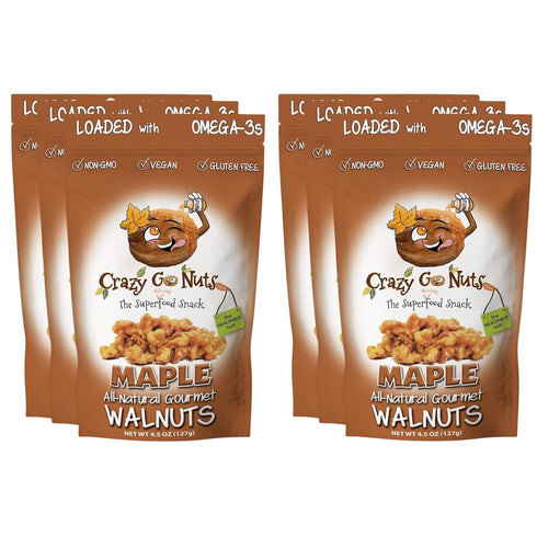 Crazy Go Nuts Walnuts - Maple, 4.5 oz (6-Pack) - Healthy Snacks,