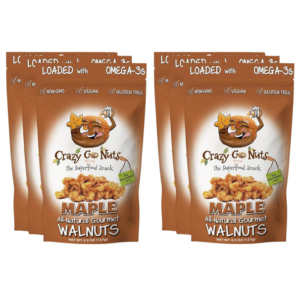 Crazy Go Nuts Walnuts - Maple, 4.5 oz (6-Pack) - Healthy Snacks,