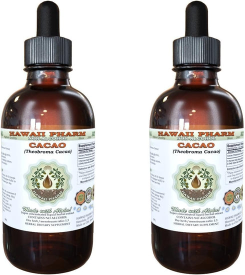 Hawaii Pharm Cacao Alcohol-Free Liquid Extract, Cacao (Theobroma Cacao) Raw Bean Glycerite Natural Herbal