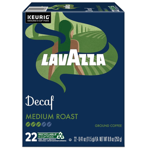 88-Count (4 Packs 22) Lavazza Decaf, Single-Serve Keurig K-Cup Pods, Medium Roast Coffee, Box