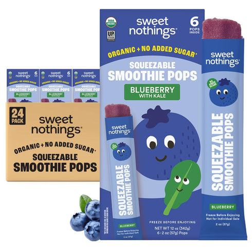Sweet Nothings, Blueberry, USDA Organic Kids' Squeezable Super Fruit Smoothie Freezie Pops,