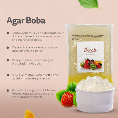 Frozen Fanale Crystal Agar Boba Jelly Ball, Ready to Serve, Soft Chew Texture, Instant Boba Pearls for Bubble Tea