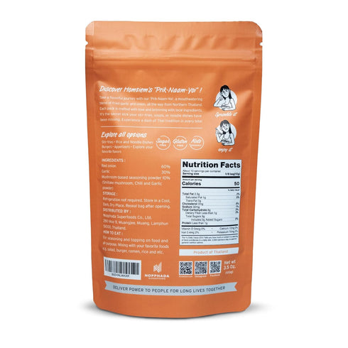 3.5 Oz., Homtiem Crispy Garlic & Onion : Original Spicy Medium Spice, Versatile Seasoning, All-Natural, Non-GMO, Vegan
