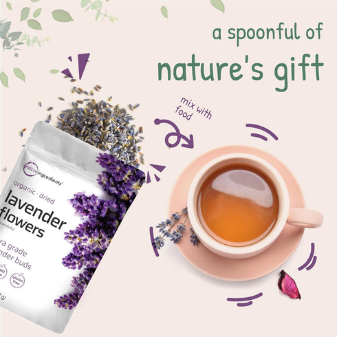 2lbs (32oz) Organic Dried Lavender Flowers, | Culinary Lavender from France for Tea, Home Fragrance & Sachets | Food