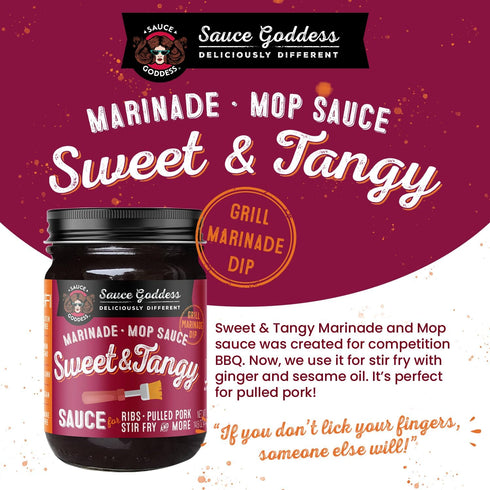 14.6oz (2-Pack) Sauce Goddess - Sweet & Tangy Marinade and Mop Sauce - BBQ Sauce for Pulled Pork, No MSG, Tangy Apple