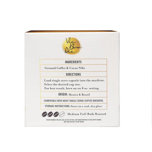 Via Bom Dia Naturally Flavored Kcup Coffee Pods, Dark Chocolate Flavor, 12 Count for Single-Serve Keurig Machines