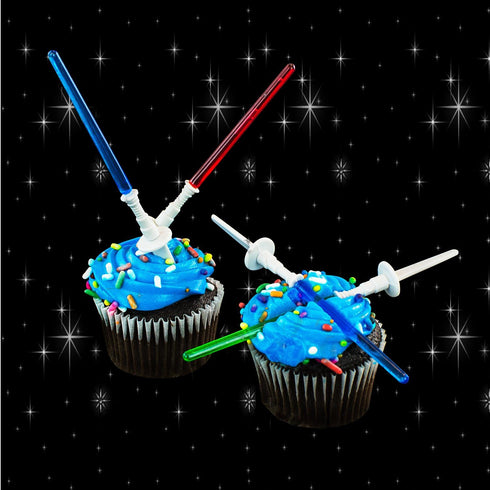 Super Z Outlet Light Sabre Cupcake Decoration Toppers, 12 Pack, 4" Tall Picks for Birthday Parties