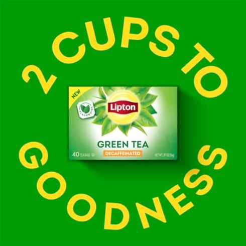 240 (40ct Pack 6) Lipton Decaf Green Tea Bags, Unsweetened Iced or Hot Tea Bags, Total Tea Bags