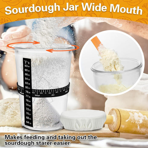 POLYHNIA 27 oz Sourdough Starter Jar, Sourdough Jar Wide Mouth, Sourdough Starter Kit, Sourdough Starter Jars Glass