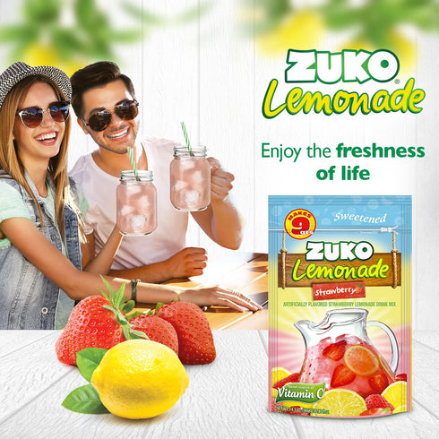 Pack, 14.1 oz (Pack 6) Zuko Strawberry Lemonade Powdered Drink Mix Family No Added Sugar Needed