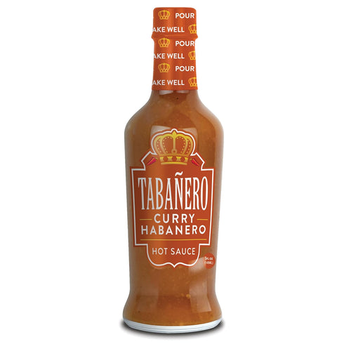 Tabaero Curry Habanero Hot Sauce, 5 oz Small Glass Bottle, Gourmet Spicy